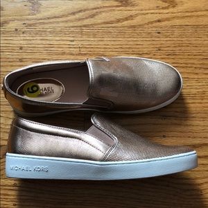 Michael Kors Shoes - Michael Kors MK Slip-On Sneakers Rose Gold Keaton Michael Kors Shoes - Michael Kors MK Slip-On Sneakers Rose Gold Keaton